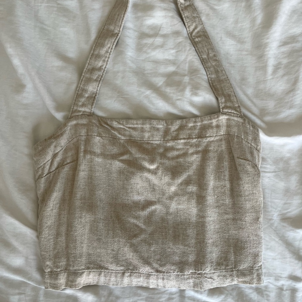 Abercrombie & Fitch | Linen Blend Wide Strap Halter Top Size M